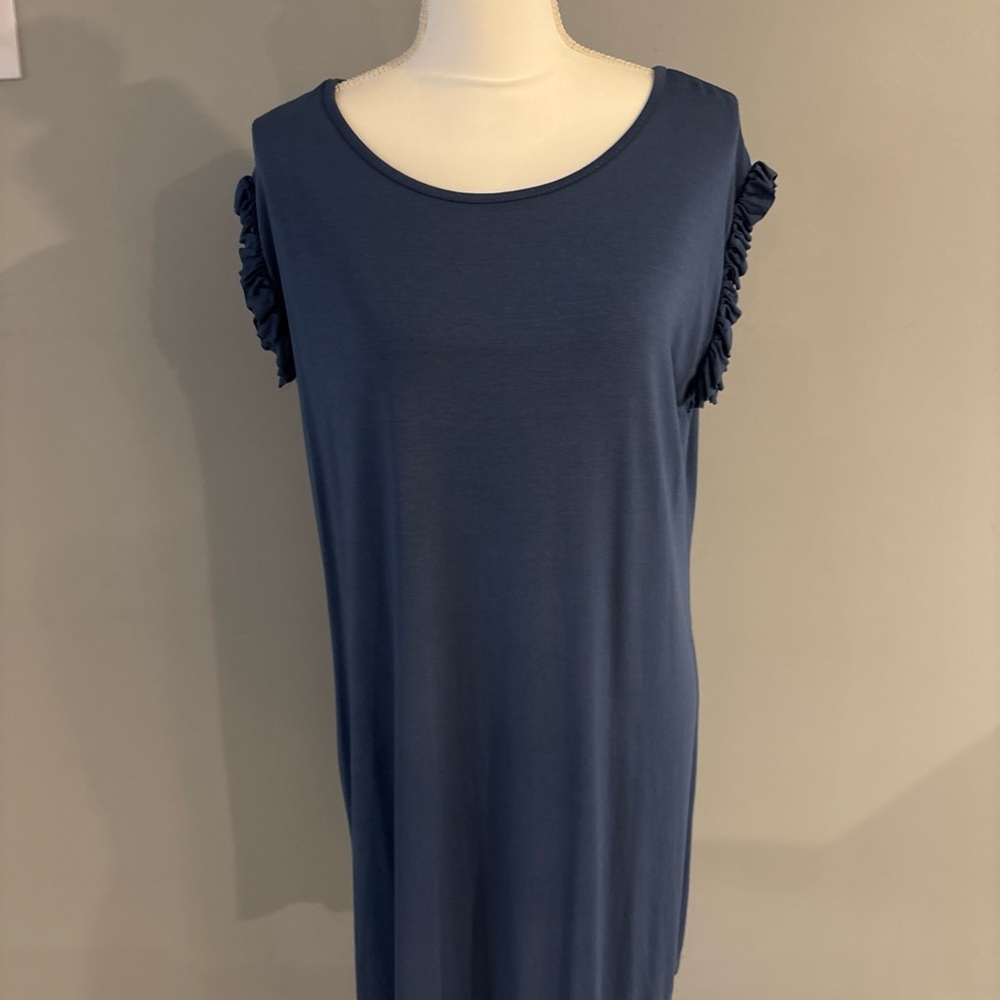 Miss Or Women Unbranded Beach Or Summer Shirt Dress 95% Cotton NWOT Blue XL - Picture 2 of 6